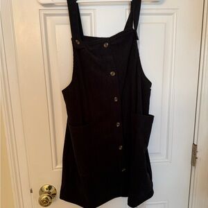 Black Corduroy Button-Down Dress